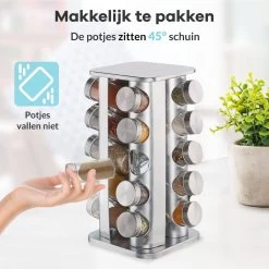LuZana® Draaibaar Kruidenrek -RVS- Staand Met Potjes - 20 Kruidenpotjes Met Strooideksel – Incl. Labels, Krijtstift En Trechter 13 LuZana® Draaibaar Kruidenrek -RVS- Staand Met Potjes - 20 Kruidenpotjes Met Strooideksel – Incl. Labels, Krijtstift En Trechter -Schoonmaakmiddelen 1200x1200 1494