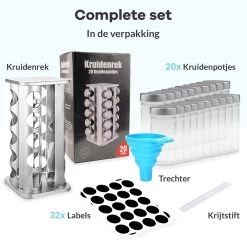 LuZana® Draaibaar Kruidenrek -RVS- Staand Met Potjes - 20 Kruidenpotjes Met Strooideksel – Incl. Labels, Krijtstift En Trechter 15 LuZana® Draaibaar Kruidenrek -RVS- Staand Met Potjes - 20 Kruidenpotjes Met Strooideksel – Incl. Labels, Krijtstift En Trechter -Schoonmaakmiddelen 1200x1200 1496