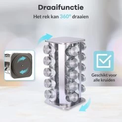 LuZana® Draaibaar Kruidenrek -RVS- Staand Met Potjes - 20 Kruidenpotjes Met Strooideksel – Incl. Labels, Krijtstift En Trechter 16 LuZana® Draaibaar Kruidenrek -RVS- Staand Met Potjes - 20 Kruidenpotjes Met Strooideksel – Incl. Labels, Krijtstift En Trechter -Schoonmaakmiddelen 1200x1200 1497