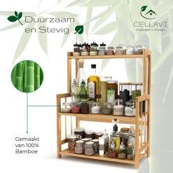 Cellavi Duurzaam Kruidenrek Staand Van Bamboe - Keukenrek Verstelbaar - Keuken Accessoires - Stevige Constructie - Multifunctioneel En Waterafstotend -Schoonmaakmiddelen 1200x1200 1511