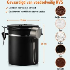 Koffie Bewaarbus Luchtdicht Met CO2 Uitlaat - Koffieblik Bewaarblik Voor 500 Gr Koffiebonen - Zwart - 1.2L 12 Koffie Bewaarbus Luchtdicht Met CO2 Uitlaat - Koffieblik Bewaarblik Voor 500 Gr Koffiebonen - Zwart - 1.2L -Schoonmaakmiddelen 1200x1200 1537
