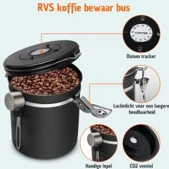 Koffie Bewaarbus Luchtdicht Met CO2 Uitlaat - Koffieblik Bewaarblik Voor 500 Gr Koffiebonen - Zwart - 1.2L 17 Koffie Bewaarbus Luchtdicht Met CO2 Uitlaat - Koffieblik Bewaarblik Voor 500 Gr Koffiebonen - Zwart - 1.2L -Schoonmaakmiddelen 1200x1200 1541
