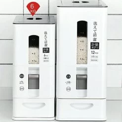 Merkloos TDR-Japans Rijst/Granen Container/Dispenser/ Opbergdoos - 6KG Inhoud - Wit -Schoonmaakmiddelen 1200x1200 1559