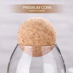 Igoods Helderglazen - Voorraadpot Met Kurkbal - Thee- En Koffiebus Met Bolvormig Houten Deksel - Voedselblikken - Keukenopslag - Opslagpotten -Schoonmaakmiddelen 1200x1200 1565