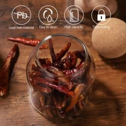 Igoods Helderglazen - Voorraadpot Met Kurkbal - Thee- En Koffiebus Met Bolvormig Houten Deksel - Voedselblikken - Keukenopslag - Opslagpotten -Schoonmaakmiddelen 1200x1200 1566