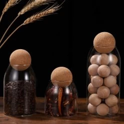 Igoods Helderglazen - Voorraadpot Met Kurkbal - Thee- En Koffiebus Met Bolvormig Houten Deksel - Voedselblikken - Keukenopslag - Opslagpotten -Schoonmaakmiddelen 1200x1200 1567