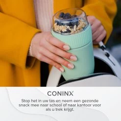 Coninx Yoghurtbeker To Go - Muesli Beker To Go - Lunchbeker - Mueslibeker 640ml (450ml+190ml) - Groen -Schoonmaakmiddelen 1200x1200 1602