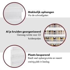 QUVIO Groot Kruidenrek - Staal - Wit - Ophangbaar - Voor 32 Kruidenpotjes - 4 Laags -Schoonmaakmiddelen 1200x1200 1625
