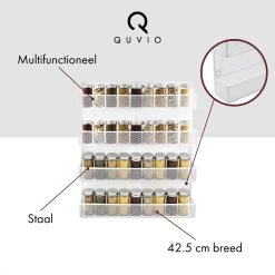 QUVIO Groot Kruidenrek - Staal - Wit - Ophangbaar - Voor 32 Kruidenpotjes - 4 Laags -Schoonmaakmiddelen 1200x1200 1626