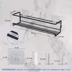 Merkloos Friendly Kitchen - Zwart Ophangbaar Kruidenrek - Modern Strak Kruidenrekje - Staal 14 Merkloos Friendly Kitchen - Zwart Ophangbaar Kruidenrek - Modern Strak Kruidenrekje - Staal -Schoonmaakmiddelen 1200x1200 1634