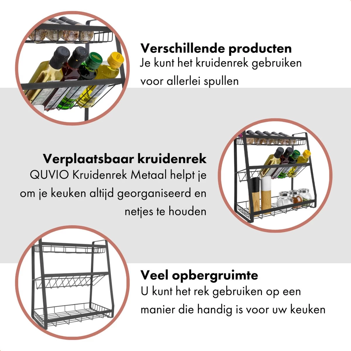 QUVIO Kruidenrek - Keukenrek Staand - Keukenrekje - Keukenrek - Aanrecht Organizer - Metaal - 19 X 35 X 38 Cm 6 QUVIO Kruidenrek - Keukenrek Staand - Keukenrekje - Keukenrek - Aanrecht Organizer - Metaal - 19 X 35 X 38 Cm - Afbeelding 4