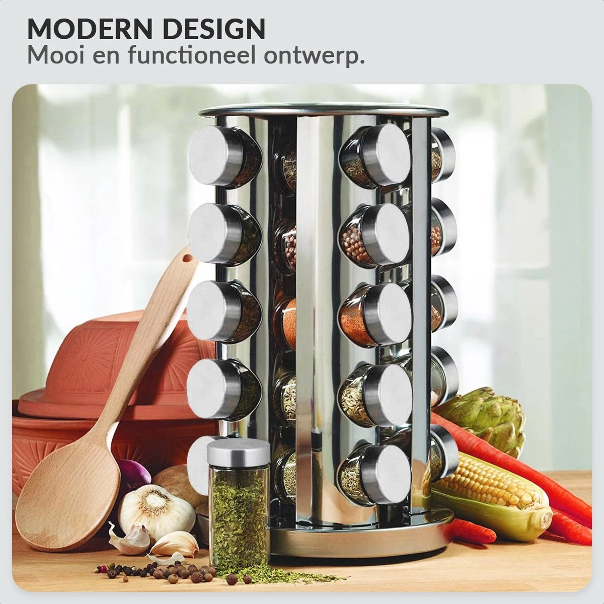 SensaHome 360 Graden Roteerbare Kruidencarrousel - Kruidenrek/Kruidenmolen - 20 Kruidenpotjes - 5 Laags - Draaibaar - 20 Specerijen Potjes - Specerijenmolen 8 SensaHome 360 Graden Roteerbare Kruidencarrousel - Kruidenrek/Kruidenmolen - 20 Kruidenpotjes - 5 Laags - Draaibaar - 20 Specerijen Potjes - Specerijenmolen - Afbeelding 6