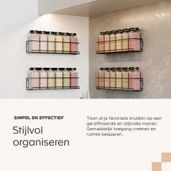 Noswo Kruidenrek Ophangbaar - Voor 24 Kruidenpotjes - 4 Stuks - Keukenrek Hangend - RVS - Zwart -Schoonmaakmiddelen 1200x1200 1662