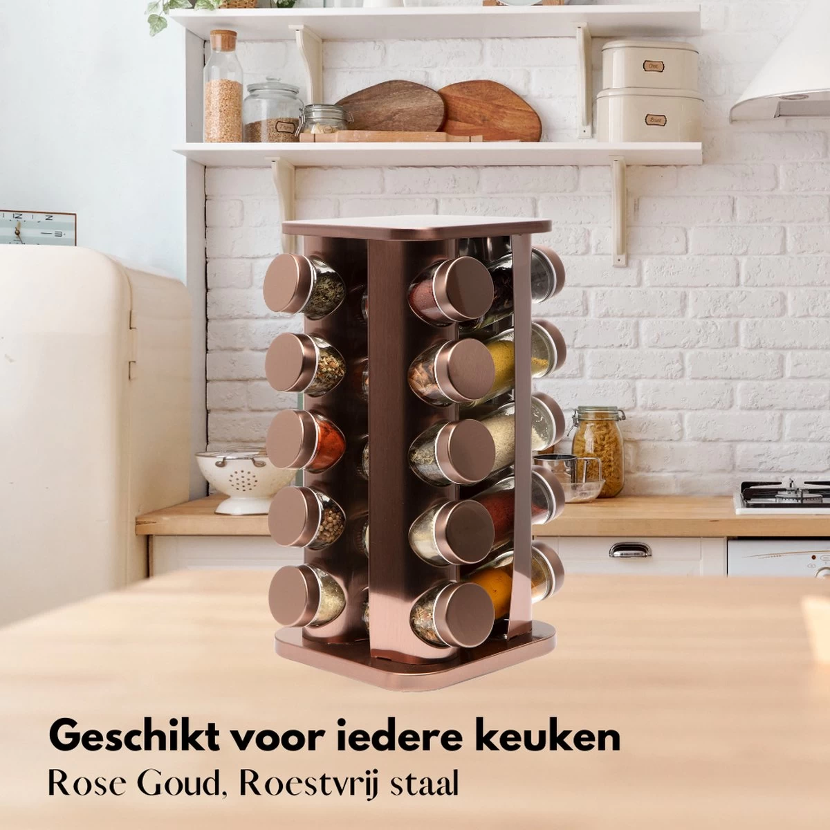 Pazzo Goods - Kruidenrek Staand - Kruidenrek Met Potjes - Rose Goud - RVS - Kruidenrek Draaibaar - 20 Kruidenpotjes - Inclusief Stickers & Stift - Kruiden Carrousel 9 Pazzo Goods - Kruidenrek Staand - Kruidenrek Met Potjes - Rose Goud - RVS - Kruidenrek Draaibaar - 20 Kruidenpotjes - Inclusief Stickers & Stift - Kruiden Carrousel - Afbeelding 7