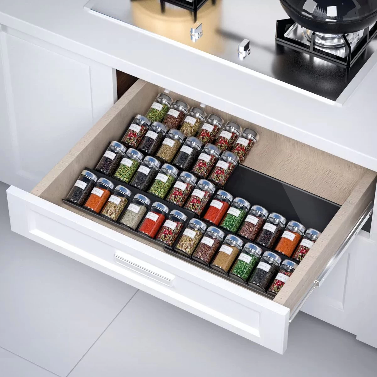 Goedewaere Kruidenrek Lade - 6 Stuks - Keuken Organizers - Keukenlade Organiser - Kruiden Organizer - Uitschuifbaar - Kunststof 4 Goedewaere Kruidenrek Lade - 6 Stuks - Keuken Organizers - Keukenlade Organiser - Kruiden Organizer - Uitschuifbaar - Kunststof - Afbeelding 2