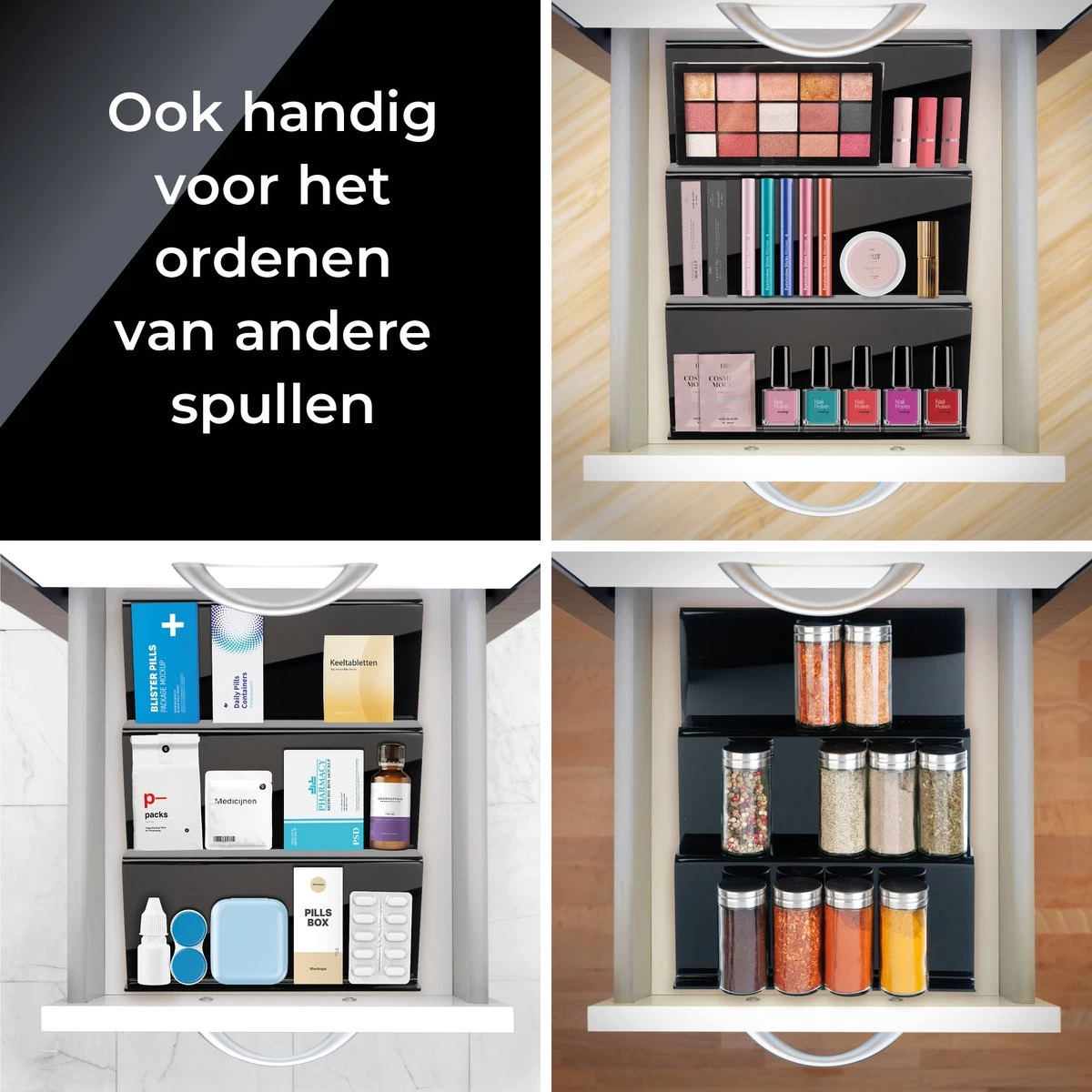 Goedewaere Kruidenrek Lade - 6 Stuks - Keuken Organizers - Keukenlade Organiser - Kruiden Organizer - Uitschuifbaar - Kunststof 12 Goedewaere Kruidenrek Lade - 6 Stuks - Keuken Organizers - Keukenlade Organiser - Kruiden Organizer - Uitschuifbaar - Kunststof - Afbeelding 10