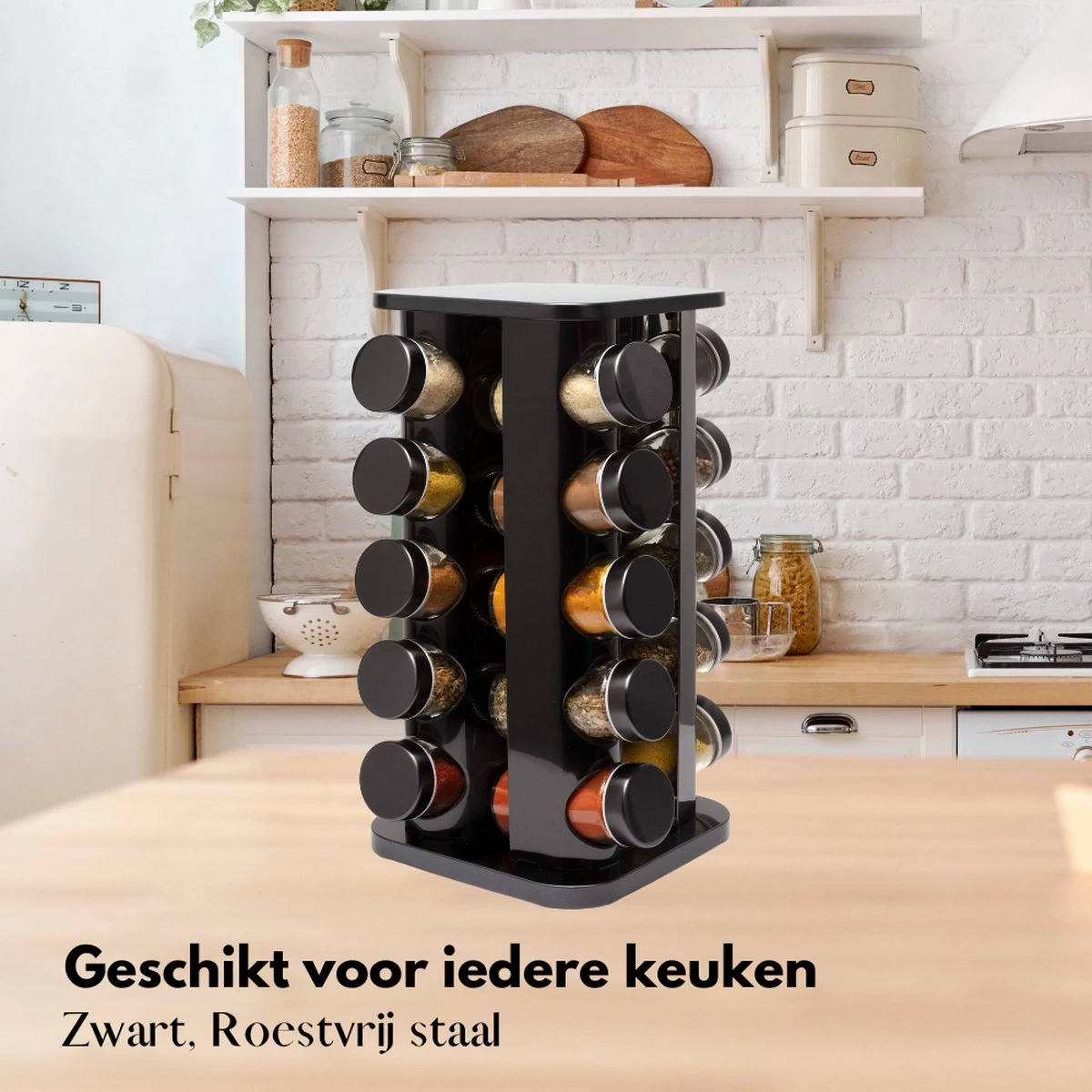 Pazzo Goods - Kruidenrek Staand - Kruidenrek Met Potjes - Zwart - RVS - Kruidenrek Draaibaar - 20 Kruidenpotjes - Inclusief Stickers & Stift - Kruiden Carrousel 12 Pazzo Goods - Kruidenrek Staand - Kruidenrek Met Potjes - Zwart - RVS - Kruidenrek Draaibaar - 20 Kruidenpotjes - Inclusief Stickers & Stift - Kruiden Carrousel - Afbeelding 10