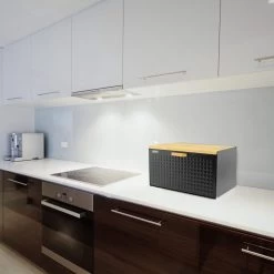 Luxe Broodtrommel Zwart Met Bamboe - Brood Bewaardoos - 36x21x21CM - Rechthoekig -Schoonmaakmiddelen 1200x1200 1793