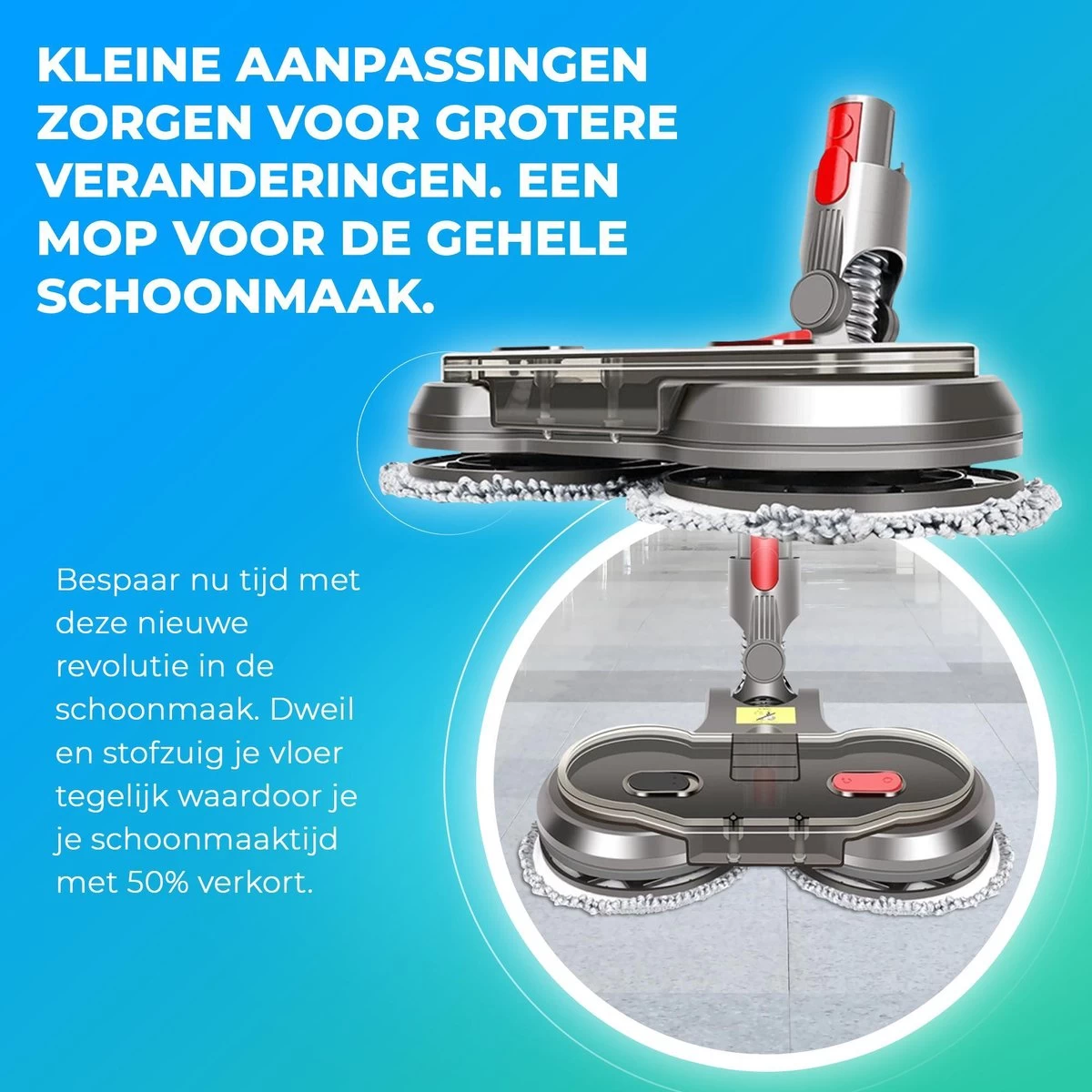 Elektrische Mop Dweil Voor Dyson Steelstofzuiger - Dweilsysteem Voor V7 / V8 / V10 / V11 Series - Vloerwisser - Vloermop 4 Elektrische Mop Dweil Voor Dyson Steelstofzuiger - Dweilsysteem Voor V7 / V8 / V10 / V11 Series - Vloerwisser - Vloermop - Afbeelding 2