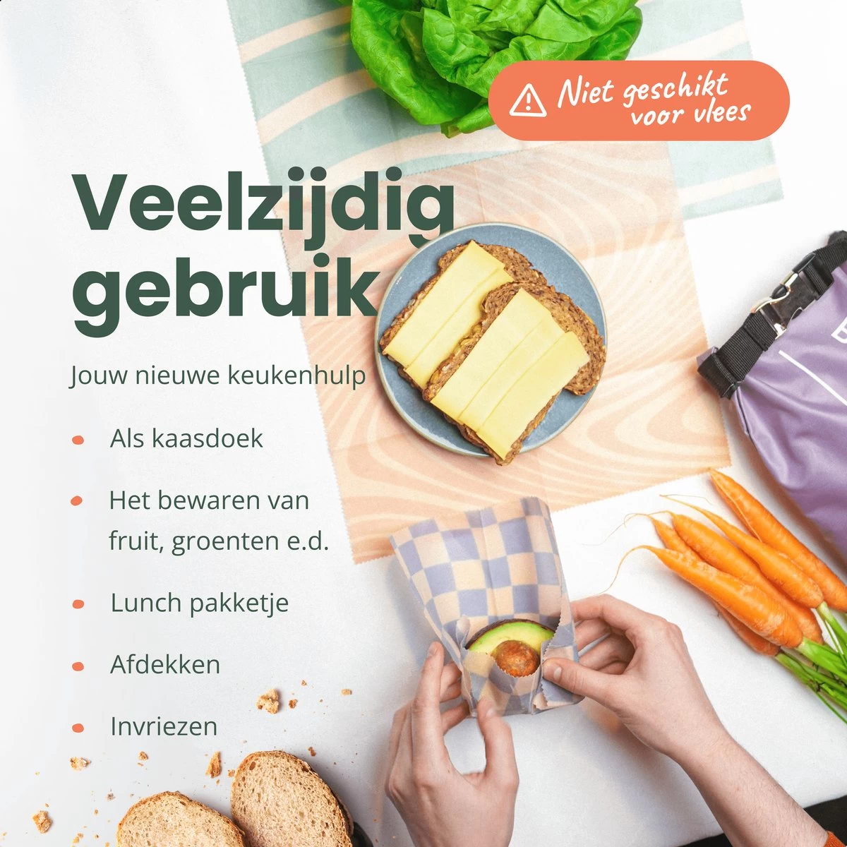 BROODNODIG® - Bijenwas Wraps (Bijenwas Doek) - Set Van 4 - 1S, 2M, 1L - Foodwrap - Beeswax Wraps - Bee Wrap - Beewax - Bijenwasdoek - Zero Waste - Duurzaam Cadeau - Herbruikbaar Boterhamzakje 7 BROODNODIG® - Bijenwas Wraps (Bijenwas Doek) - Set Van 4 - 1S, 2M, 1L - Foodwrap - Beeswax Wraps - Bee Wrap - Beewax - Bijenwasdoek - Zero Waste - Duurzaam Cadeau - Herbruikbaar Boterhamzakje - Afbeelding 5