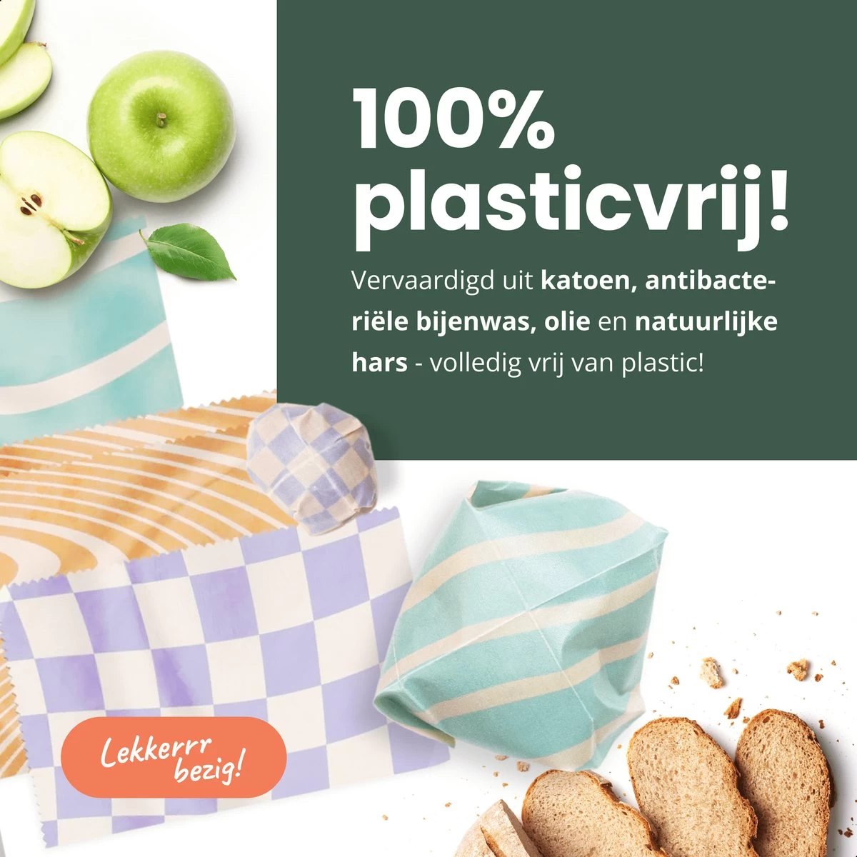 BROODNODIG® - Bijenwas Wraps (Bijenwas Doek) - Set Van 4 - 1S, 2M, 1L - Foodwrap - Beeswax Wraps - Bee Wrap - Beewax - Bijenwasdoek - Zero Waste - Duurzaam Cadeau - Herbruikbaar Boterhamzakje 10 BROODNODIG® - Bijenwas Wraps (Bijenwas Doek) - Set Van 4 - 1S, 2M, 1L - Foodwrap - Beeswax Wraps - Bee Wrap - Beewax - Bijenwasdoek - Zero Waste - Duurzaam Cadeau - Herbruikbaar Boterhamzakje - Afbeelding 8