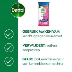 Dettol - Schoonmaakdoekjes - Power & Fresh - Kersenbloesem - 4 X 80 Stuks - Voordeelverpakking -Schoonmaakmiddelen 1200x1200 2016