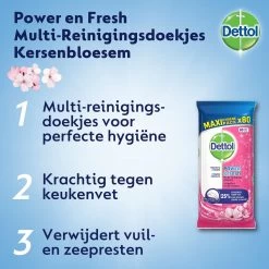 Dettol - Schoonmaakdoekjes - Power & Fresh - Kersenbloesem - 80 Stuks X8 -Schoonmaakmiddelen 1200x1200 2059
