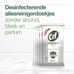 Cif Disinfect & Shine Wipes Doden 99,99% Van De Bacteriën Original Desinfecterende Schoonmaakdoekjes, Van 100% Biologisch Afbreekbaar Textiel 5 X 75 Doekjes -Schoonmaakmiddelen 1200x1200 2085