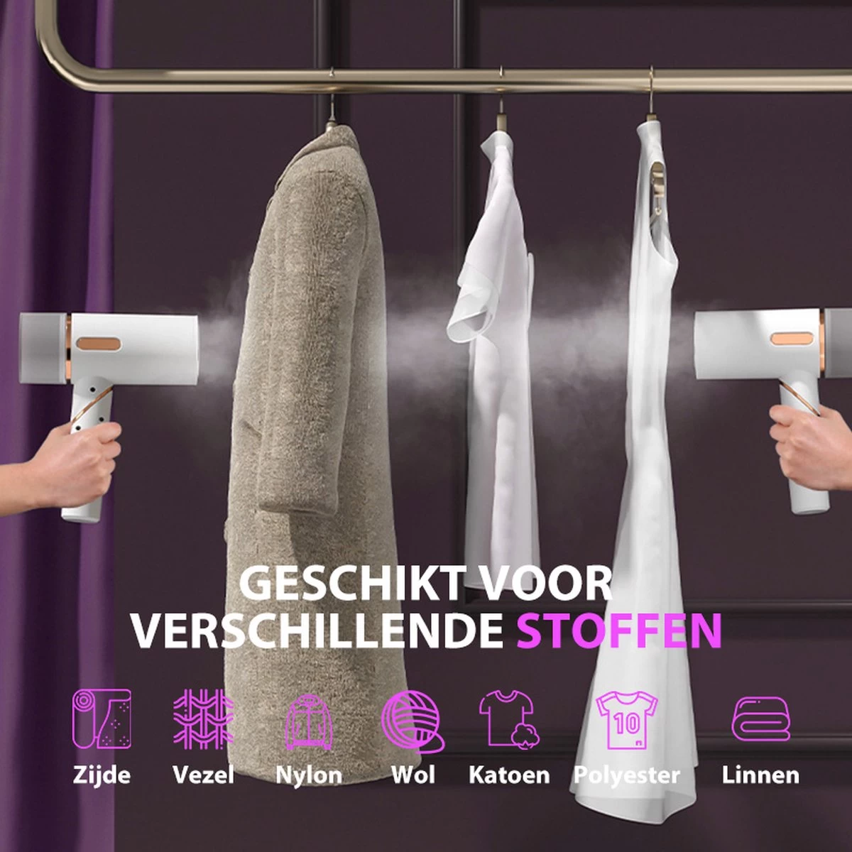 Bee's Kledingstomer - Handstomer - Stomer Kleding - Steamer - Stoomreiniger - Stoomstrijkijzer - 30 G/min - 250ML - 1600W - Snel Opgewarmd - Wit 13 Bee's Kledingstomer - Handstomer - Stomer Kleding - Steamer - Stoomreiniger - Stoomstrijkijzer - 30 G/min - 250ML - 1600W - Snel Opgewarmd - Wit - Afbeelding 11