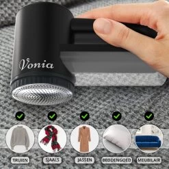 Vonia Pluizenverwijderaar - Pluizentondeuse - Elektrische Ontpluizer - Ontpiller - Draadloos - 2 Extra Opzetstukken- Zwart -Schoonmaakmiddelen 1200x1200 2368