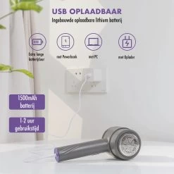 DynaBright Elektrische Pluizenverwijderaar - Draadloos - 2 Extra Opzetstukken - Pluizentondeuse - Grijs -Schoonmaakmiddelen 1200x1200 2375