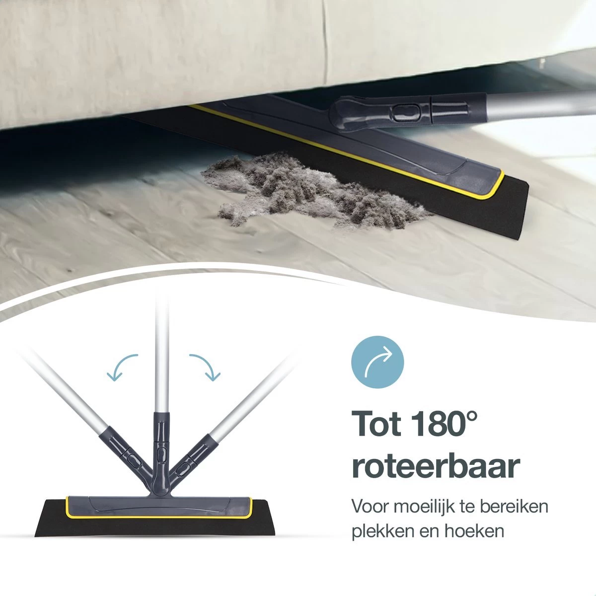 Merkloos Vloertrekker Met Steel - Perfect. Voor Vloer & Raam - Verstelbare Lengte - 180 Graden Draaibaar - Douchewisser - Vloerwisser - Verwijderbare Handgreep-130 Cm 6 Merkloos Vloertrekker Met Steel - Perfect. Voor Vloer & Raam - Verstelbare Lengte - 180 Graden Draaibaar - Douchewisser - Vloerwisser - Verwijderbare Handgreep-130 Cm - Afbeelding 4
