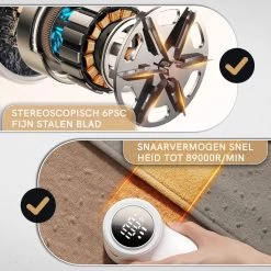 Undicat Pluizenverwijderaar – Oplaadbaar-Draadloss- Extra Borstelset– Kledingontpluizer – Sterk Zuigsysteem – Pluisverwijderaar -Wit– Draagbare Lint Remover– Digitale Power Scherm-3 Standen- -Schoonmaakmiddelen 1200x1200 2469