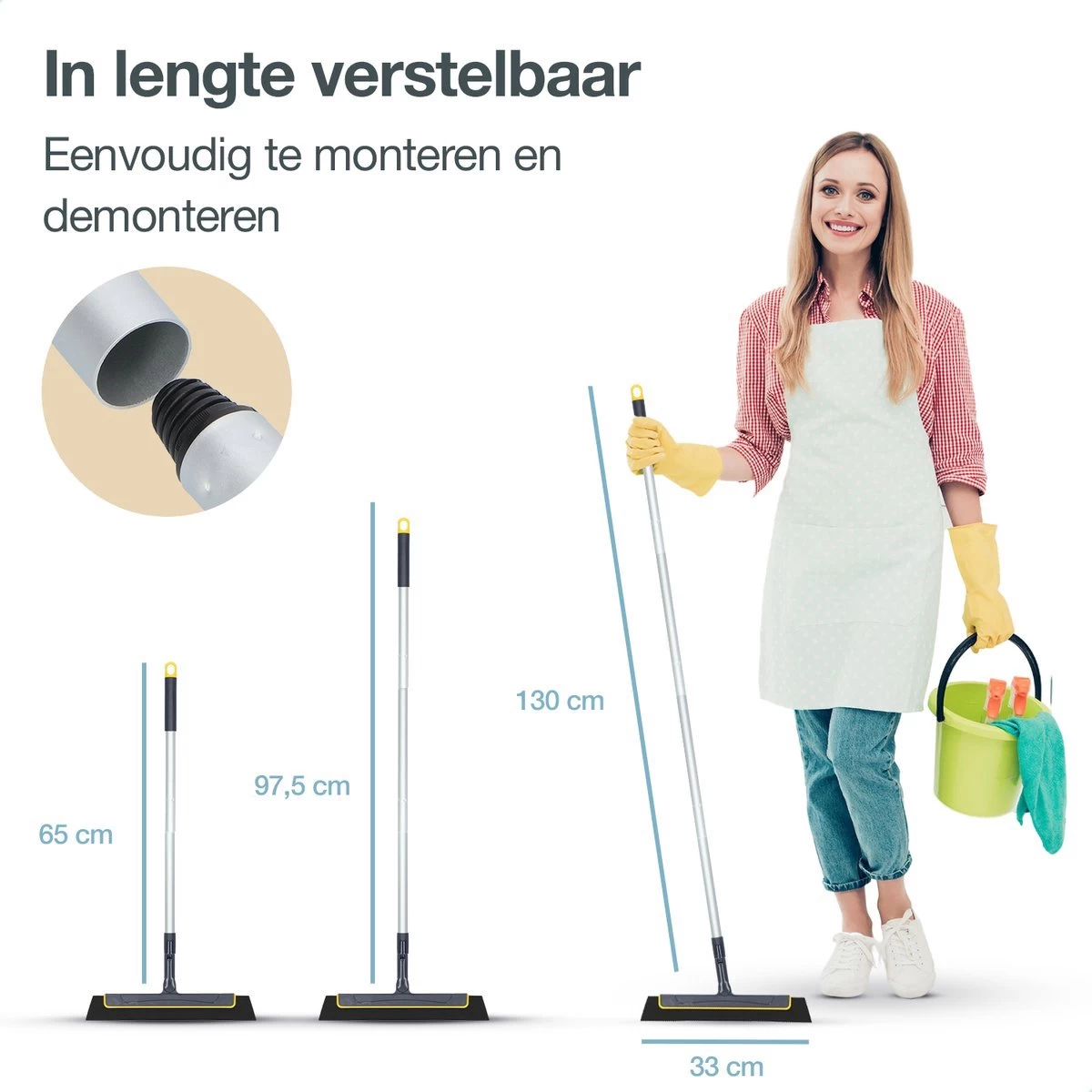 Merkloos Vloertrekker Met Steel - Perfect. Voor Vloer & Raam - Verstelbare Lengte - 180 Graden Draaibaar - Douchewisser - Vloerwisser - Verwijderbare Handgreep-130 Cm 10 Merkloos Vloertrekker Met Steel - Perfect. Voor Vloer & Raam - Verstelbare Lengte - 180 Graden Draaibaar - Douchewisser - Vloerwisser - Verwijderbare Handgreep-130 Cm - Afbeelding 8
