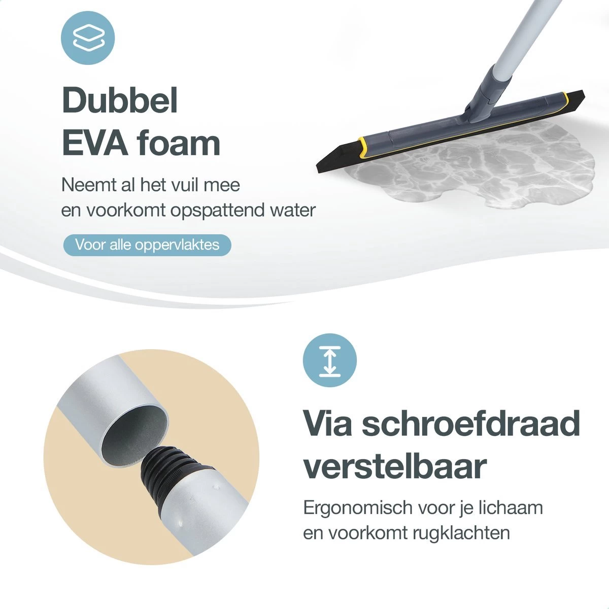 Merkloos Vloertrekker Met Steel - Perfect. Voor Vloer & Raam - Verstelbare Lengte - 180 Graden Draaibaar - Douchewisser - Vloerwisser - Verwijderbare Handgreep-130 Cm 12 Merkloos Vloertrekker Met Steel - Perfect. Voor Vloer & Raam - Verstelbare Lengte - 180 Graden Draaibaar - Douchewisser - Vloerwisser - Verwijderbare Handgreep-130 Cm - Afbeelding 10