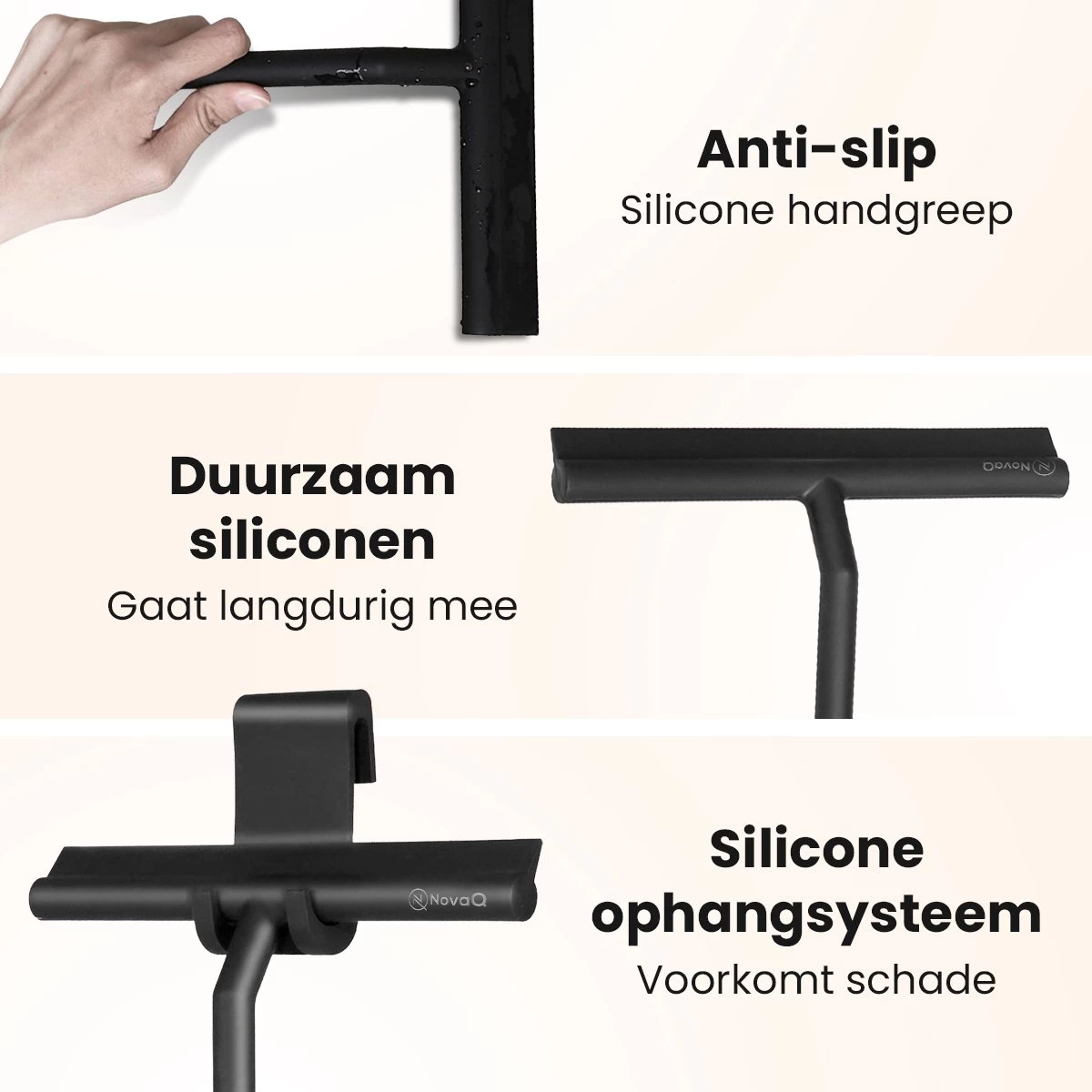 NovaQ® Vloerwisser Met Steel - Vloertrekker Met Steel - Douchewisser Zwart - Raamwisser Douche - Badkamer Trekker - Vloerwisser Zwart 2 In 1 Set Inclusief Ophanghaken 6 NovaQ® Vloerwisser Met Steel - Vloertrekker Met Steel - Douchewisser Zwart - Raamwisser Douche - Badkamer Trekker - Vloerwisser Zwart 2 In 1 Set Inclusief Ophanghaken - Afbeelding 4