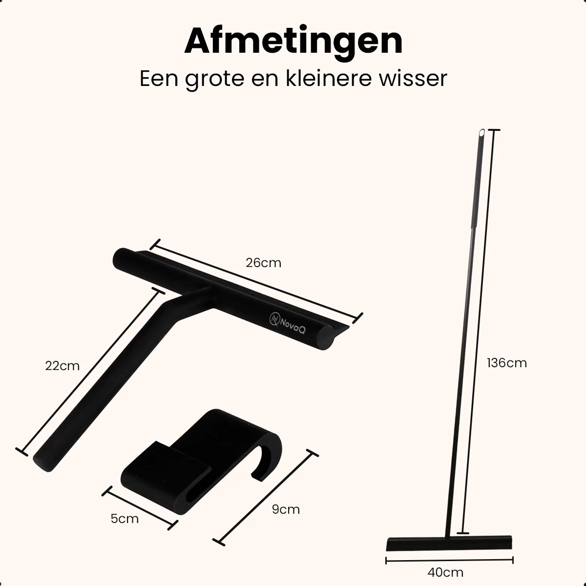 NovaQ® Vloerwisser Met Steel - Vloertrekker Met Steel - Douchewisser Zwart - Raamwisser Douche - Badkamer Trekker - Vloerwisser Zwart 2 In 1 Set Inclusief Ophanghaken 9 NovaQ® Vloerwisser Met Steel - Vloertrekker Met Steel - Douchewisser Zwart - Raamwisser Douche - Badkamer Trekker - Vloerwisser Zwart 2 In 1 Set Inclusief Ophanghaken - Afbeelding 7