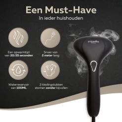 STEAMR - Krachtige Luxe Kledingstomer - Handstomer - Zwart -Schoonmaakmiddelen 1200x1200 2560