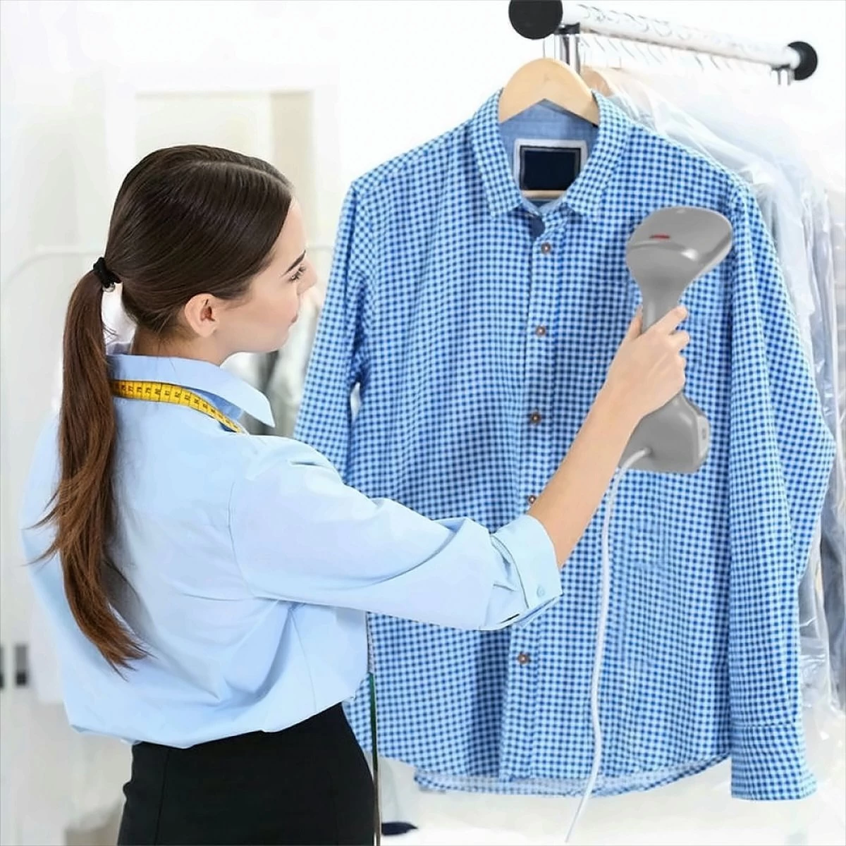 Merkloos Kleding Stomer - Handstomer - Grijs Met Wit - Draagbare Kledingstomer 4 Merkloos Kleding Stomer - Handstomer - Grijs Met Wit - Draagbare Kledingstomer - Afbeelding 2