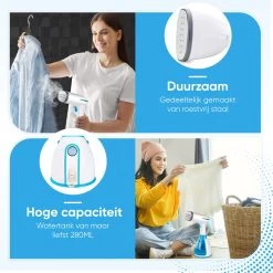 Kledingstomer - Handstomer Voor Kleding - Stoomstrijkijzer - Stomer - Stoomreiniger - 2 Opzetstukken - Blauw -Schoonmaakmiddelen 1200x1200 2584