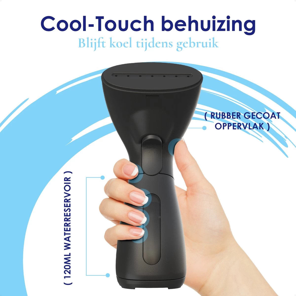 Luxe Kledingstomer - Handstomer - Handstoomreiniger - Stoomstrijkijzer - Stomer Kleding - Voor Op Reis - Zwart 6 Luxe Kledingstomer - Handstomer - Handstoomreiniger - Stoomstrijkijzer - Stomer Kleding - Voor Op Reis - Zwart - Afbeelding 4