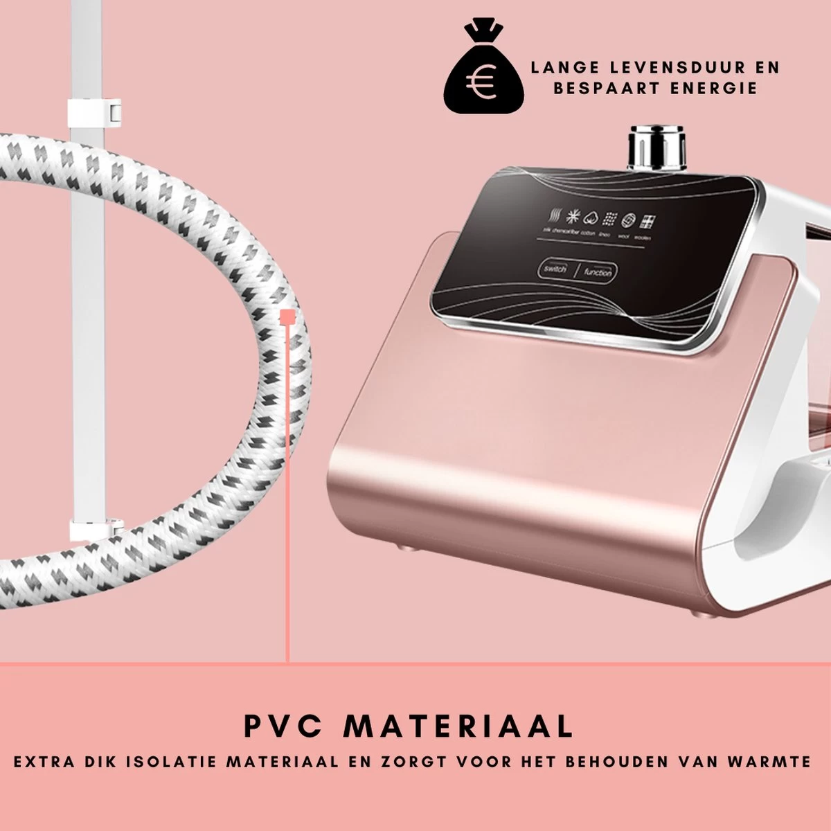 Niceey Kledingstomer - Incl. Strijkplank - Met 6 Standen - Krachtig Stomen - Steamer - 1800Watt - 2,5L Watercapaciteit - Wit/Roze 9 Niceey Kledingstomer - Incl. Strijkplank - Met 6 Standen - Krachtig Stomen - Steamer - 1800Watt - 2,5L Watercapaciteit - Wit/Roze - Afbeelding 7