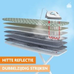 Laundryspecialist 6 Laagse AIRPRO Strijkplankhoes - 50% Sneller Strijken - Geen Water Meer Onder Je Strijkplank - Maat L/XL Voor Een Breedte Van 39 Tot 53 Cm En Een Lengte Van 120 Tot 141 Cm -Schoonmaakmiddelen 1200x1200 2698