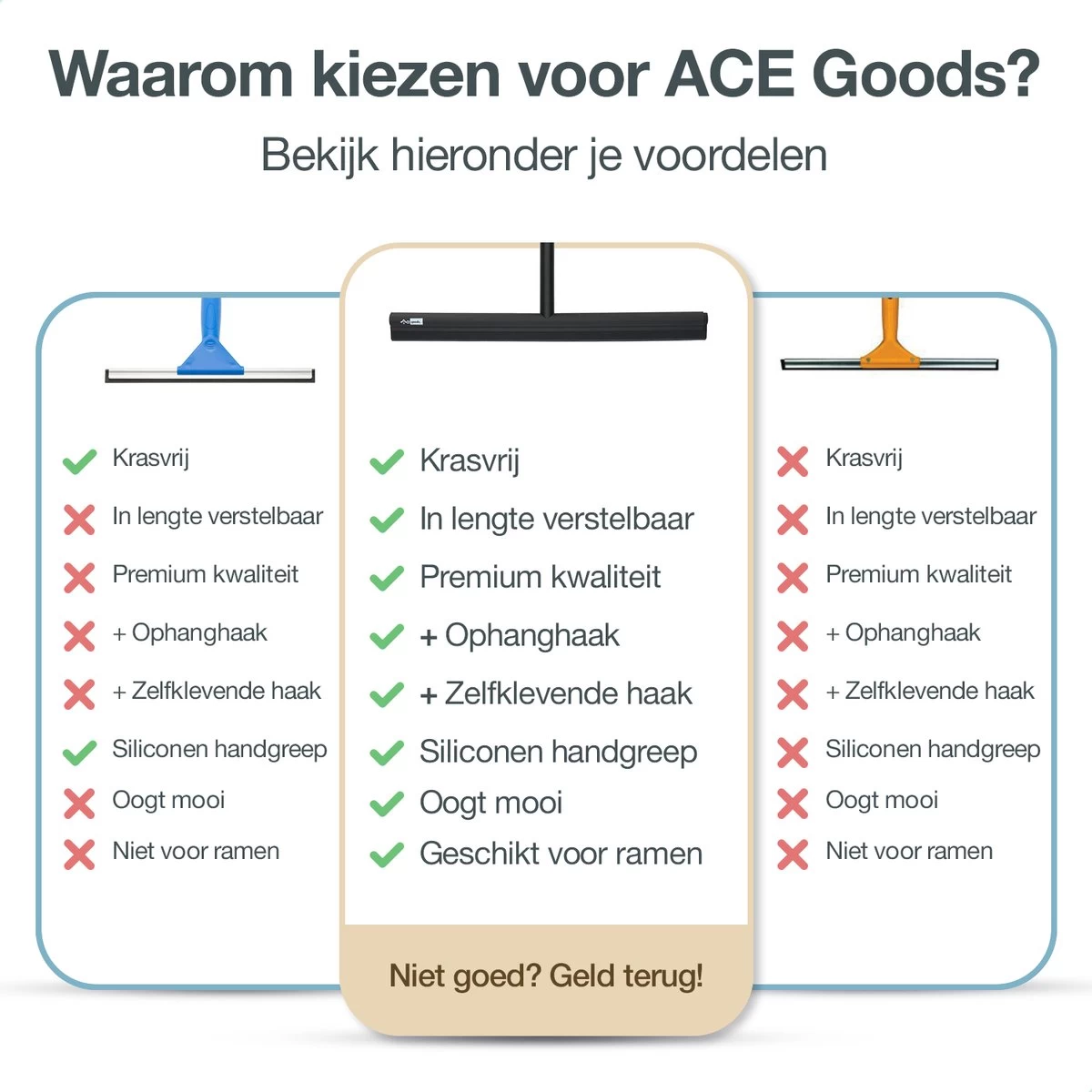 ACE Goods Vloertrekker Met Steel – Vloerwisser Badkamer - Trekker Douche – Raamwisser Verstelbaar – Watertrekker - Incl Ophanghaken 8 ACE Goods Vloertrekker Met Steel – Vloerwisser Badkamer - Trekker Douche – Raamwisser Verstelbaar – Watertrekker - Incl Ophanghaken - Afbeelding 6