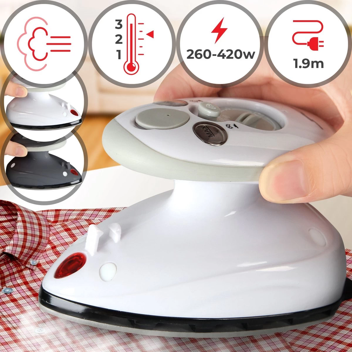 Trend24 - Strijkijzer - Stoomstrijkijzer - Reisstrijkijzer - Mini Strijkijzer - 420 W - Wit 3 Trend24 - Strijkijzer - Stoomstrijkijzer - Reisstrijkijzer - Mini Strijkijzer - 420 W - Wit