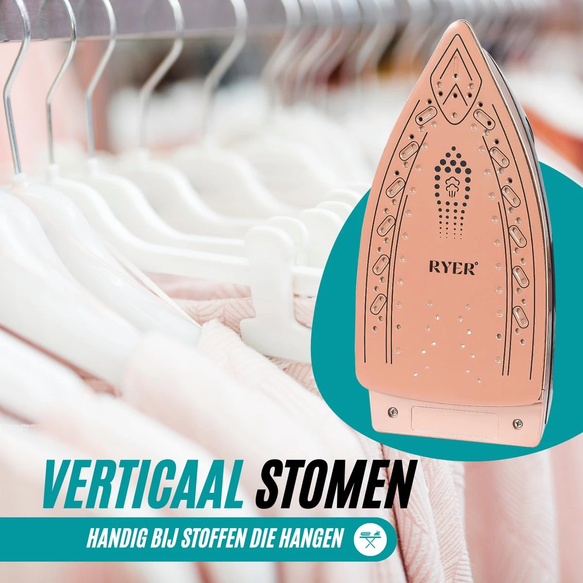 RYER Stoomstrijkijzer Met Stoomgenerator - Iron - Keramische Zoolplaat 7 RYER Stoomstrijkijzer Met Stoomgenerator - Iron - Keramische Zoolplaat - Afbeelding 5