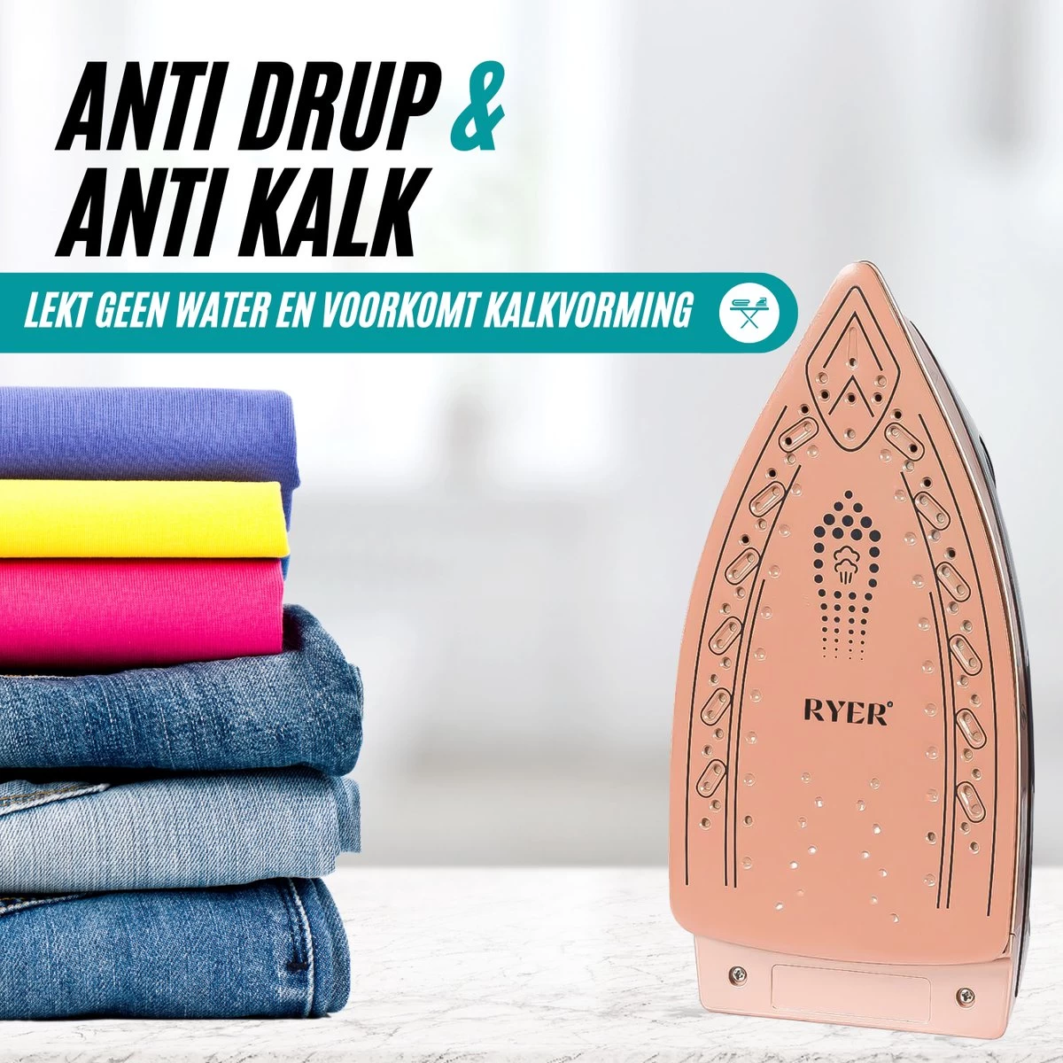 RYER Stoomstrijkijzer Met Stoomgenerator - Iron - Keramische Zoolplaat 8 RYER Stoomstrijkijzer Met Stoomgenerator - Iron - Keramische Zoolplaat - Afbeelding 6