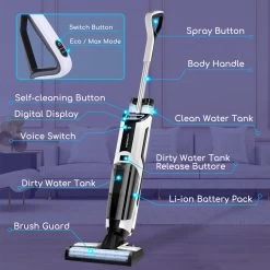 Aigostar 3 In 1 Vloerreiniger - Stofzuiger En Dweilen In 1 - Steelstofzuiger Met Dweilfunctie - Dweilapparaat Draadloos - Whale 33ZDR -Schoonmaakmiddelen 1200x1200 293