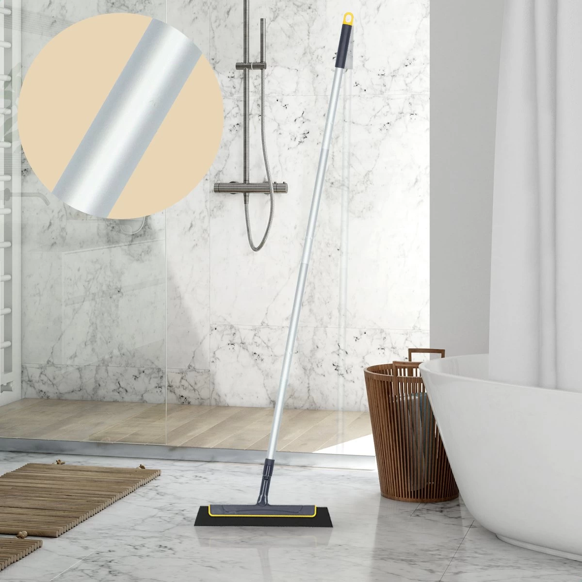 ACE Goods Vloertrekker Met Steel – Vloerwisser Badkamer - Trekker Douche – Raamwisser Verstelbaar – Watertrekker - Incl Ophanghaak 10 ACE Goods Vloertrekker Met Steel – Vloerwisser Badkamer - Trekker Douche – Raamwisser Verstelbaar – Watertrekker - Incl Ophanghaak - Afbeelding 9