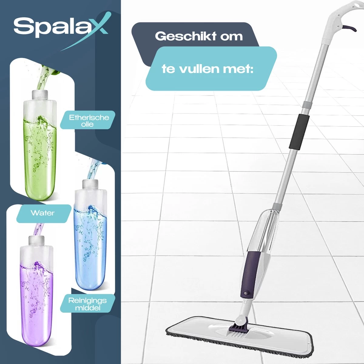 Spalax Dweil - Mop - Dweilsysteem - Vloerwisser Badkamer - Dweilset - Mopset - Vloermop 4 Spalax Dweil - Mop - Dweilsysteem - Vloerwisser Badkamer - Dweilset - Mopset - Vloermop - Afbeelding 2